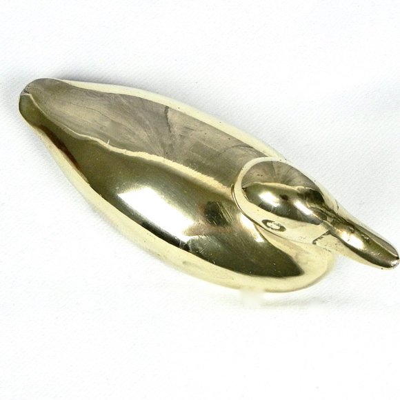 Solid Brass Duck Figure | Small Mallard Figurine | Vintage Brass Decor - Picture 4 of 7